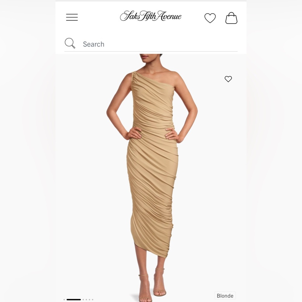 NORMA KAMALI Diana Ruched One-Shoulder Gown in color Blonde SZ Large